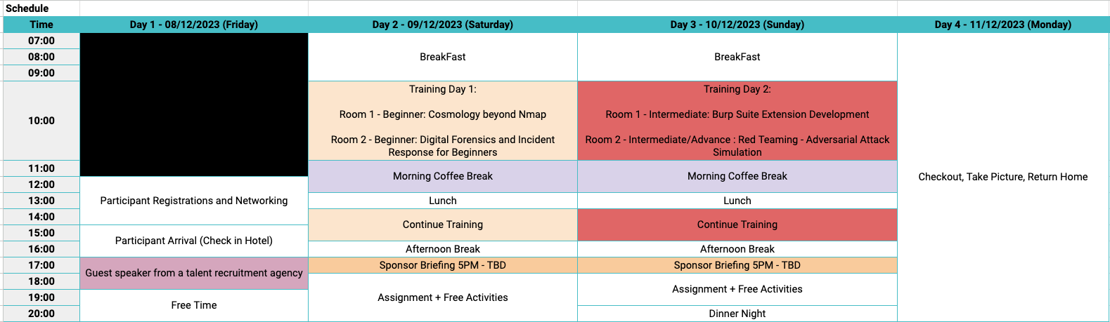 MCC2023 Schedule